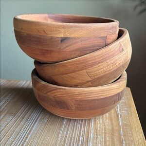 3 William Sonoma Snow River Wooden Bowls